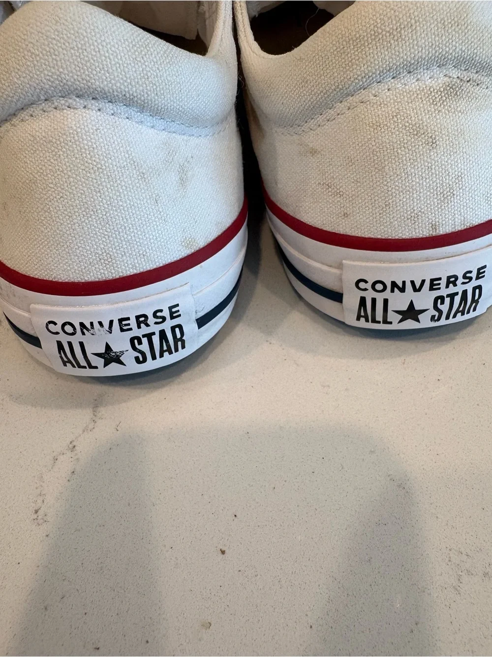 Converse White Canvas Slip-On Sneakers with Red Stripe - Picture 3 of 5